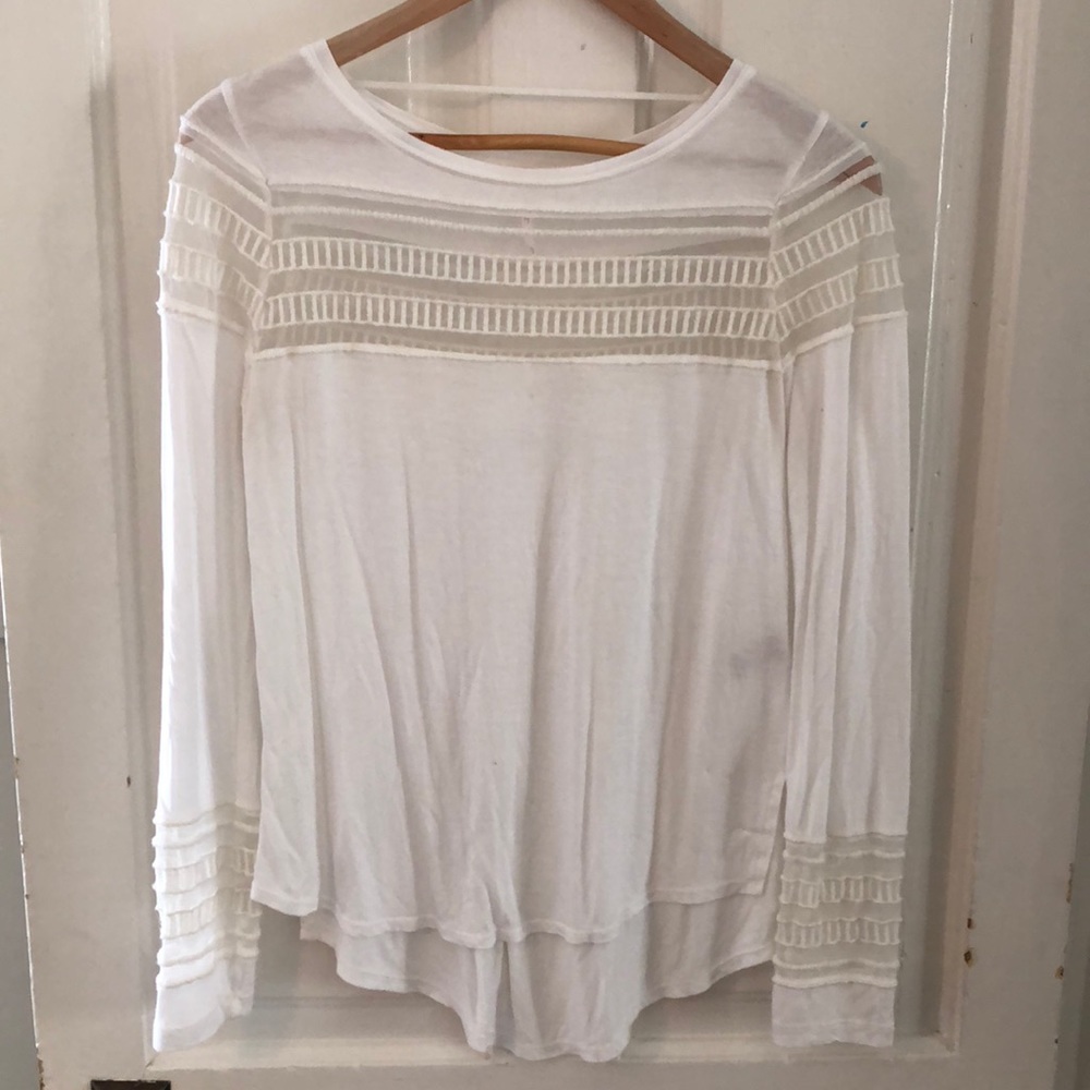 Free People White Long Sleeve Shirt